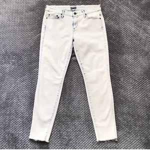 MOTHER looker ankle fray white wash jean